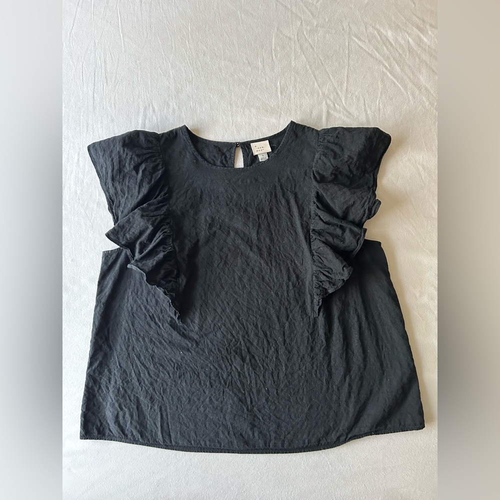 A New Day Black Flutter Sleeve Blouse